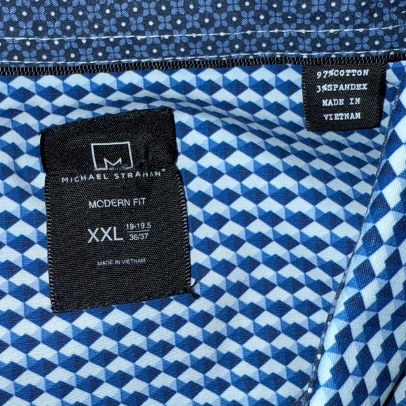 Blue Geometric Men's Shirt Michael Strahan XXL - Picture 1 of 6